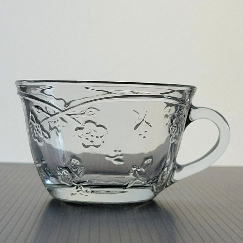 Anchor Hocking Savannah Clear Punch Coffee/Tea Cup, Set of 4, Pressed Floral - Picture 3 of 9